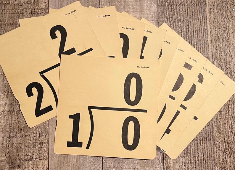 Vintage Math Flashcards: Square Junk Journal Embellishments, Set of 10 ...