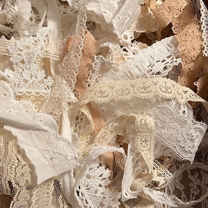 30 Piece Lot of Vintage & New White, Beige, Ecru Lace, 10 Yds Total, Grab Bag, Assorted Trim, Journals, Mixed Media, Bulk Buy, Doll Clothes image 2