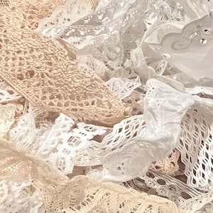30 Pieces of Vintage Lace from the ‘50s, ‘60s, ‘70s, Not Antique Lace, Junk Journals, Sewing, Doll Clothes, Scrappy Projects, Quilting, Sew