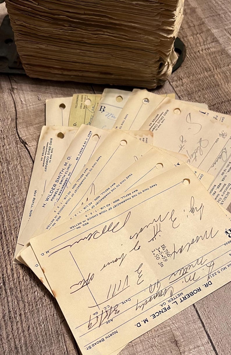 10 Antique Vintage Rx Prescription Slips, Doctor, Handwritten ...