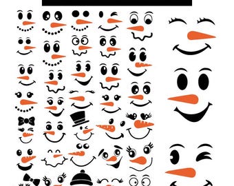 Bundle SVG visage de bonhomme de neige, Noël coupe fichiers, png de bonhomme de neige, clipart bonhomme de neige, bonhomme de neige coupe fichier, bonhomme de neige Cricut, visage de bonhomme de neige pour cricut