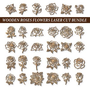 Roskontur SVG-paket, laserskuren ros-svg, rosblommor-svg, roslinjetecknings-svg, roskonturer, blommig laserskuren (svg, dxf, eps, pdf, png)
