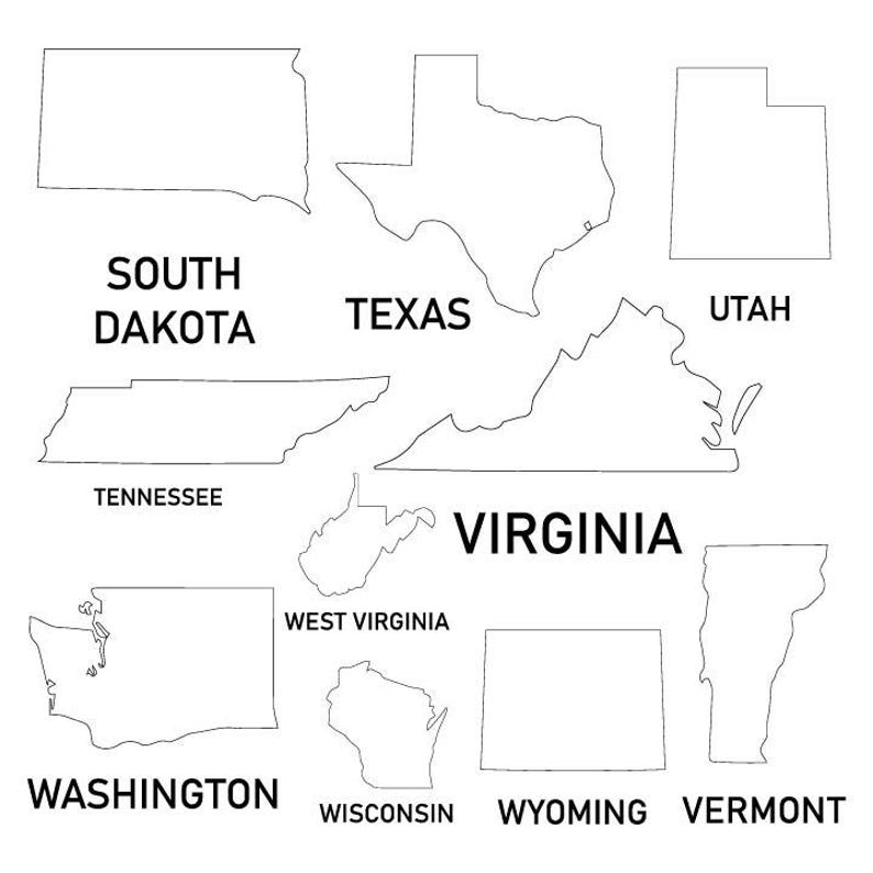 US State Outlines SVG Bundle | 50 States Svg | USA Map Silhouette Svg ...