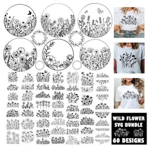 Wildflower SVG,Flower svg, Flower Bouquet svg, Botanical svg, Flower Meadow Svg, Nature Svg, Spring SVG, Cricut & Silhouette