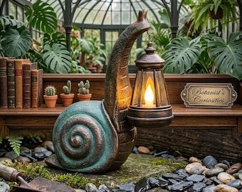 Solar Garden Snail Statue, Resin Snail Figurine with Lantern, Waterproof Lawn Ornament Patio Yard Decor, Mothers Day Gift for Mom Grandma