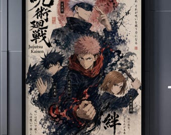 Jujutsu Kaisen Wall Art Poster, Anime Manga Wall Decor, Gojo Satoru Yuji Itadori Nobara Megumi Anime Print