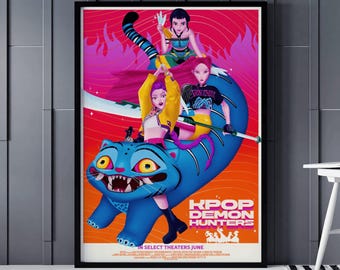 K-Pop Demon Hunters Poster, Christmas Gifts, Anime Style Wall Art, Netflix Movie Print, Vibrant K-Pop Room Decor, Gift for Anime Fans