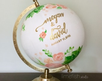 CUSTOM Hand-Painted Globe . Made-to-order . 12 inches . Any Color, Any Style, Any Quote