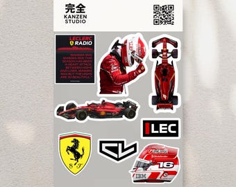 F1 Charles Leclerc Sticker Pack | Racing Aesthetic Laptop & Planner Stickers | Clean Design Motorsport Gift