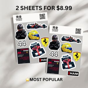 Number 44 British Racing Champion Sticker Pack | 7-Time Legend Aesthetic | Motorsport Fan Gift | Laptop Planner Stickers