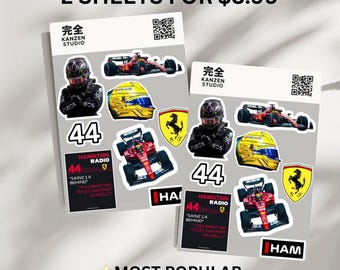 Number 44 Lewis Hamilton F1 British Racing Champion Sticker Pack | 7-Time Legend Aesthetic | Motorsport Fan Gift | Laptop Planner Stickers