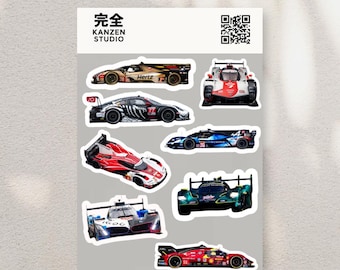 Minimalist WEC Car Sticker Sheet, Racing Vinyl Decal, Motorsport Car Lover Gift, Planner Laptop Sticker.