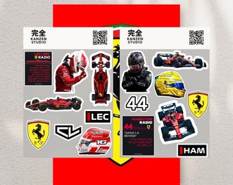 Ferrari F1 Racing Team Sticker Pack | Italian GP Aesthetic | Red Motorsport Fan Gift | Laptop Planner Stickers