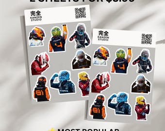 Grand Prix F1 Drivers Sticker Pack | Racing Grid Aesthetic | Motorsport Fan Gift | Laptop Planner Stickers