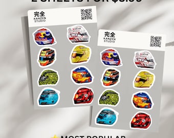 Racing Helmets F1 Sticker Pack | Grand Prix Aesthetic | Motorsport Fan Gift | Laptop Planner Stickers