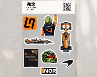 F1 Lando Norris Sticker Pack | Racing Aesthetic Laptop & Planner Stickers | Clean Design Motorsport Gift