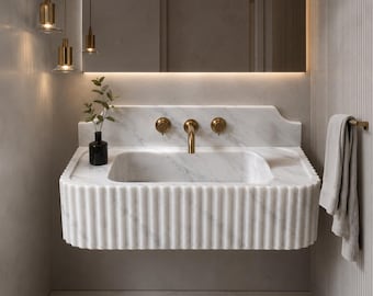 Carrara vit marmorrevlad handfat – Handgjort handfat för modern badrumsdesign