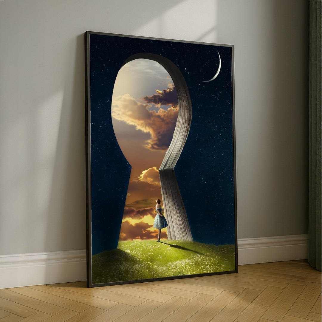 Surreal Keyhole Canvas Art, Sunset Landscape, Starry Night - Etsy