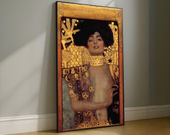 Gustav Klimt Judith and Holofernes Canvas Painting, Golden Classic Wall Art, Elegant Female Portrait, Luxury Gift Decor
