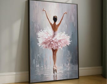 Ballerina Pink Tutu Canvas Print, Ballet Dancer Wall Art