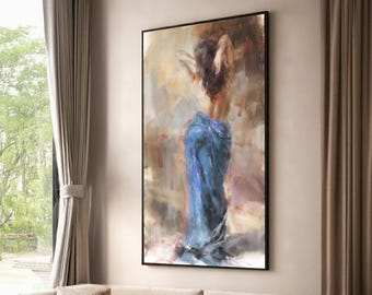 Abstract Female Figure Canvas, Back View Portrait, Modern Wall Art
