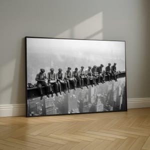 Iconic Lunch Break on Skyscraper Beam, Vintage New York City Canvas, Black and White Industrial Wall Art, Historic Construction Scene, Urban