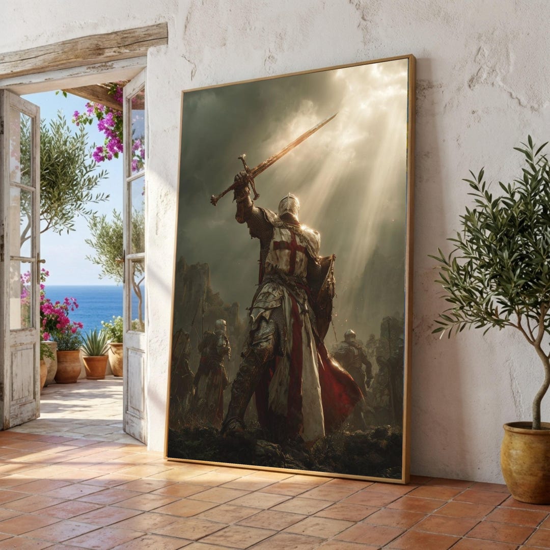 Medieval Knight Canvas Print, Crusader Wall Art, Historical Warrior - Etsy
