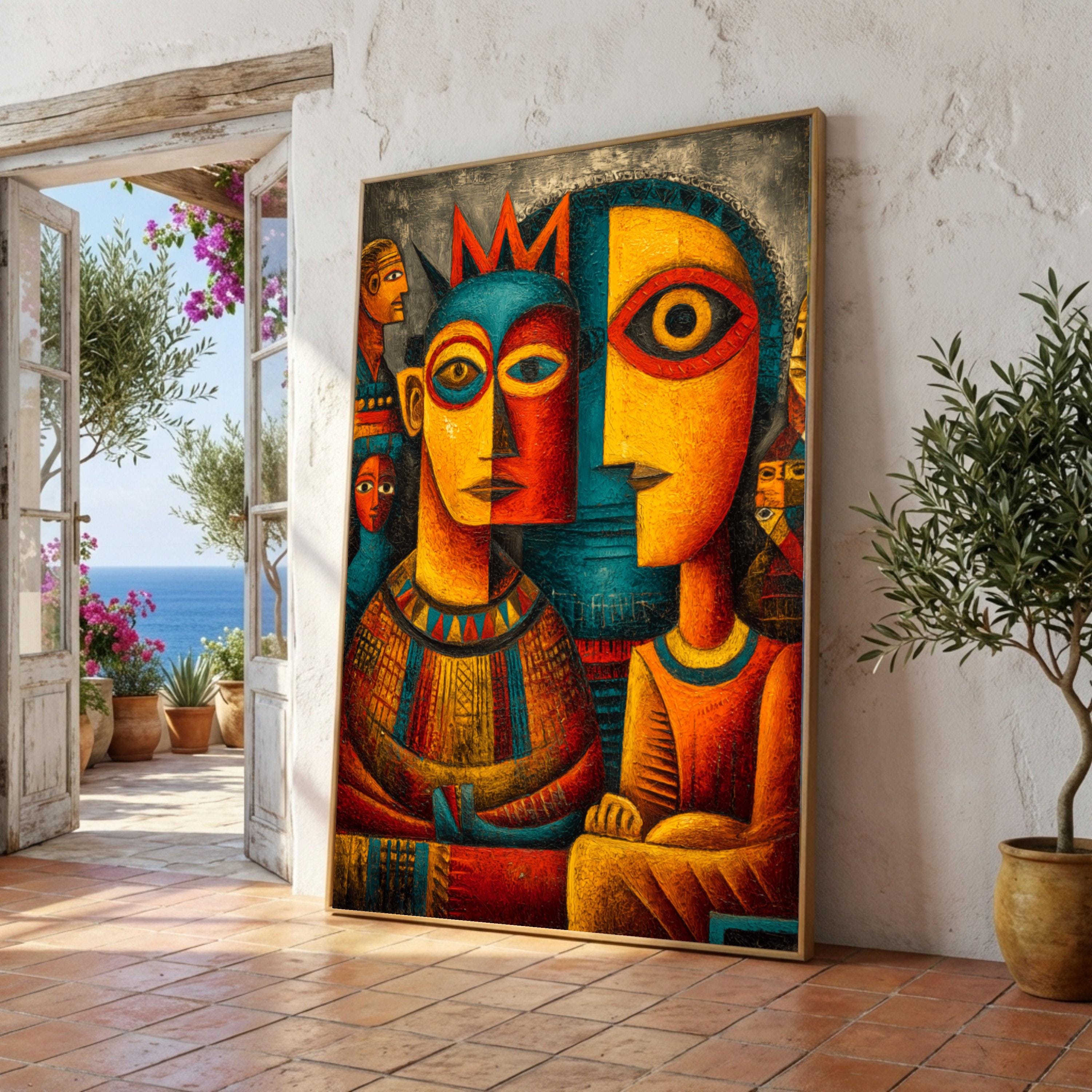 Abstract Tribal Faces Canvas Wall Art, African Modern Art