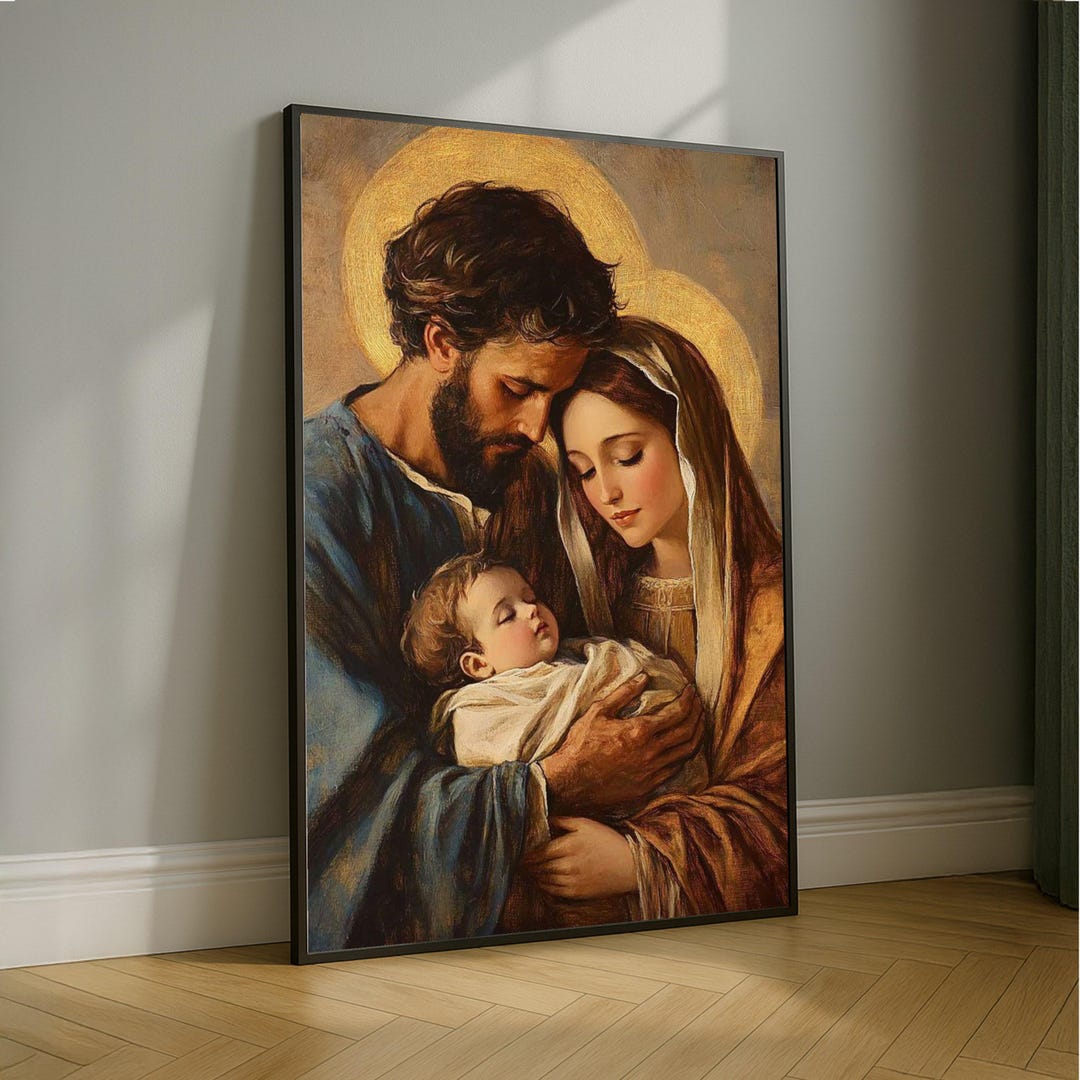 Holy Family Canvas Wall Art, Religious Christian Painting, Nativity ...