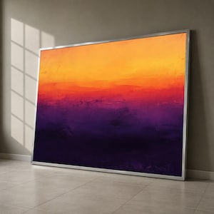Mark Rothko Abstract Color Field Canvas Wall Art, Vibrant Sunset Gradient Home Decor, Modern Artistic Canvas Painting, Warm Orange and Deep