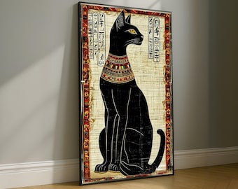 古代エジプトの猫のダンスの壁アート、ヴィンテージの猫のアートワーク