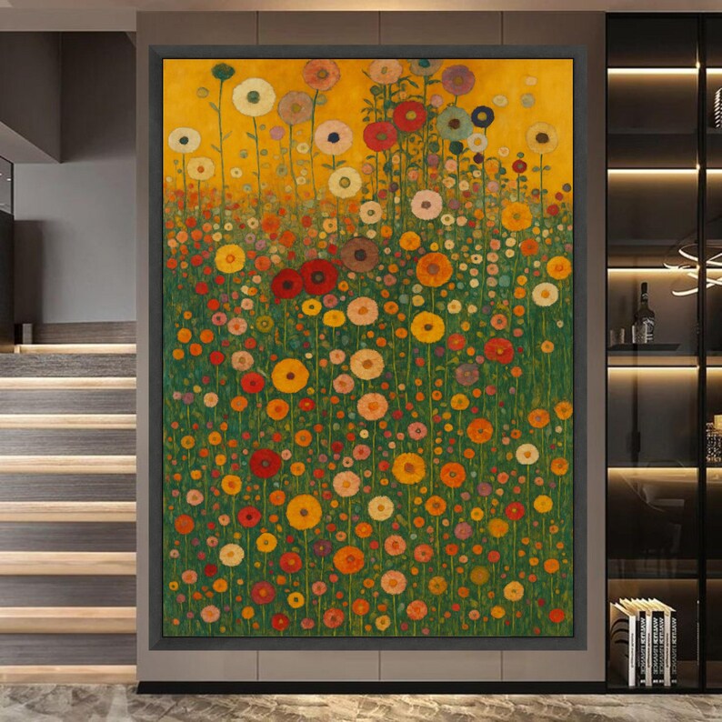 Gustav Klimt Flower Meadow Canvas Painting Floral Wall Art Luxury Home ...