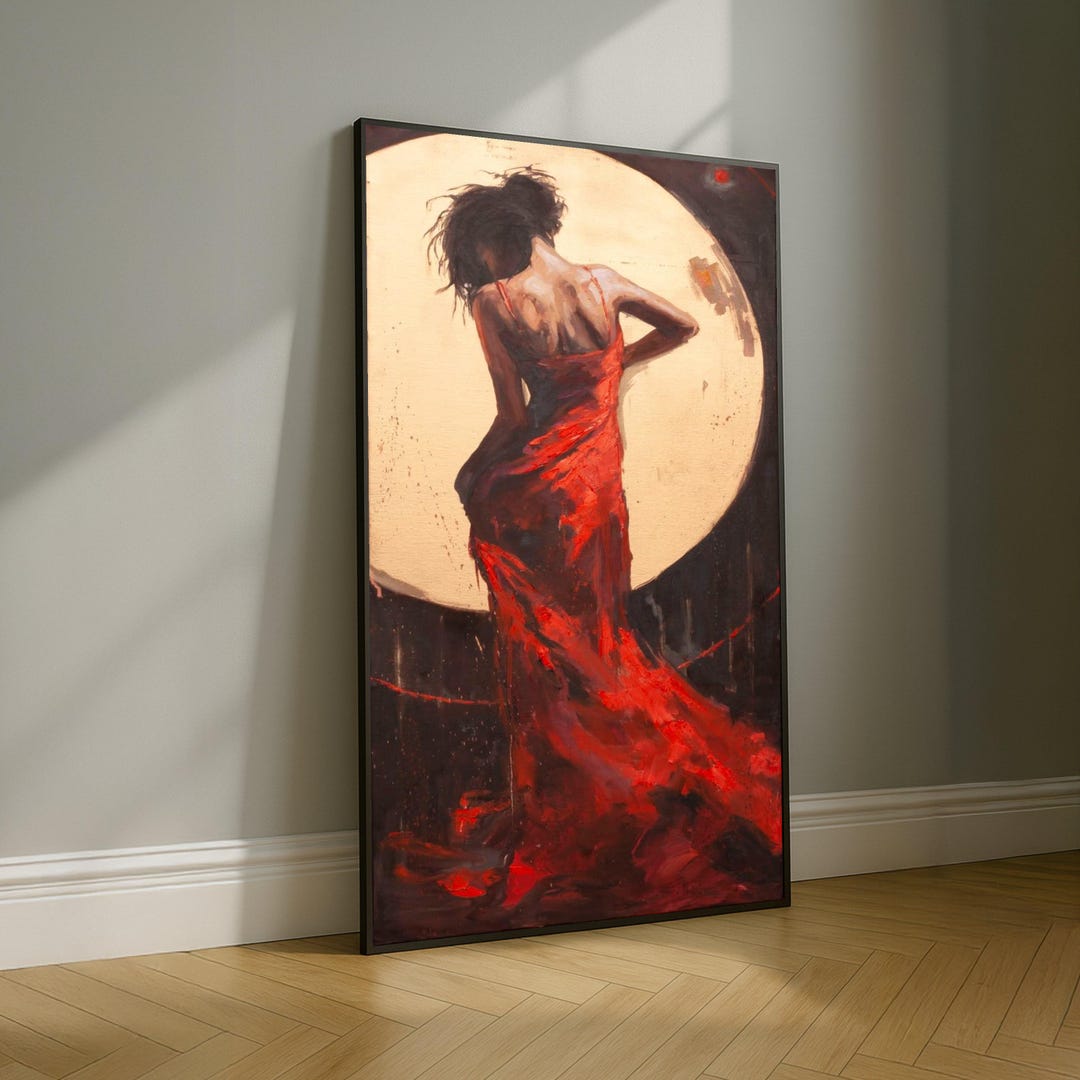 Woman in Red Dress Canvas Print, Abstract Silhouette Art, Modern Home ...