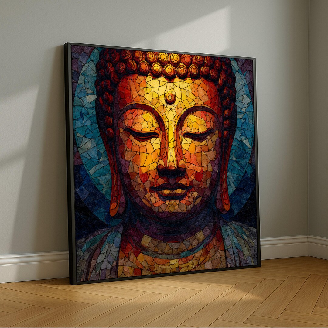 Tranquil Buddha Mosaic Canvas Wall Art, Spiritual Meditation Decor ...