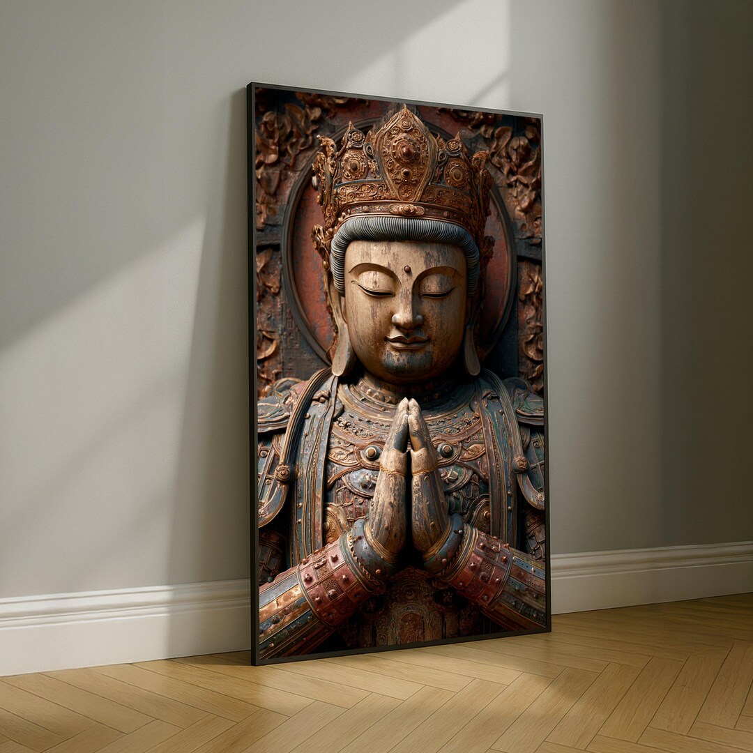 Serene Buddha Statue Canvas Wall Art, Asian Spiritual Meditation Decor ...