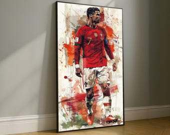 Portugal Trikot Leinwand, Fußball Sport Wandkunst, Fußballspieler Illustration, Athletisch Wohnkultur, Moderne Leinwanddruck
