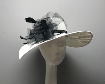 6" BRIM Kentucky Derby Hat Horse Race Hat Bridal Shower Hat Church Hat Tea Party Hat Wedding Hat Sun Hat Fancy Hat