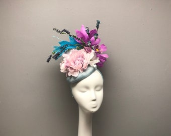 Floral Fascinator Floral Crown Kentucky Derby Bridal Shower Headband Headpiece