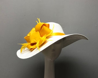 6" BRIM Kentucky Derby Hat Horse Race Hat Bridal Shower Hat Church Hat Tea Party Hat Wedding Hat Sun Hat Fancy Hat