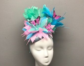 Floral Fascinator Floral Crown Kentucky Derby Bridal Shower Headband Headpiece