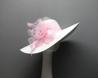 6" BRIM Kentucky Derby Hat Horse Race Hat Bridal Shower Hat Church Hat Tea Party Hat Wedding Hat Sun Hat Fancy Hat