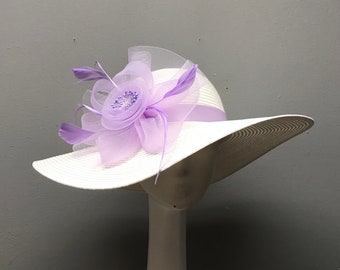 6" BRIM Kentucky Derby Hat Horse Race Hat Bridal Shower Hat Church Hat Tea Party Hat Wedding Hat Sun Hat Fancy Hat