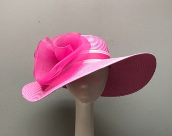 6" BRIM Kentucky Derby Hat Horse Race Hat Bridal Shower Hat Church Hat Tea Party Hat Wedding Hat Sun Hat Fancy Hat