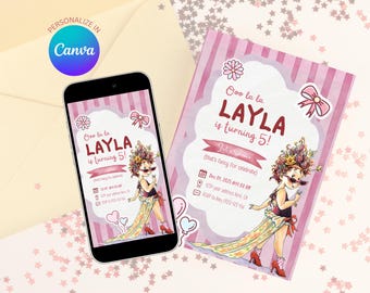 Fancy Nancy Party Invitation - Editable Canva Template for Printable or Digital Birthday Invite