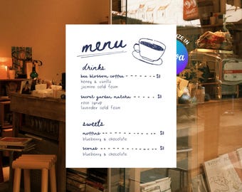 Printable Cafe Menu Templates - Editable Canva Design for Coffee Bar, At Home Cafe