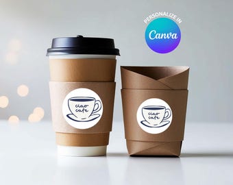 Coffee Cup Sticker Template: Editable Canva Design (Digital Download)
