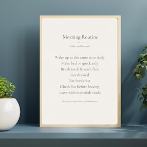Lista kontrolna porannej rutyny dla nastolatków z ADHD | Przewodnik wizualny do druku (wersja cyfrowa do pobrania)