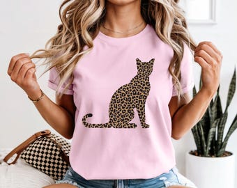 Leopard Print Cat T-Shirt