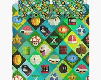 Copripiumino Super Mario: set di biancheria da letto personalizzato, 2 federe + copripiumino