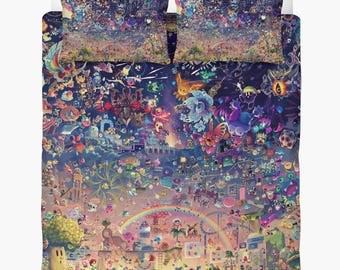 Copripiumino Kirby: set di biancheria da letto personalizzato, 2 federe + copripiumino